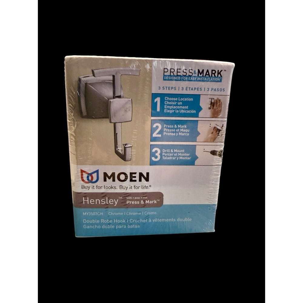 MOEN Hensley Double Robe Hook Spot Resist-Brushed Nickel - MY3503CH  SEALED PKG‎